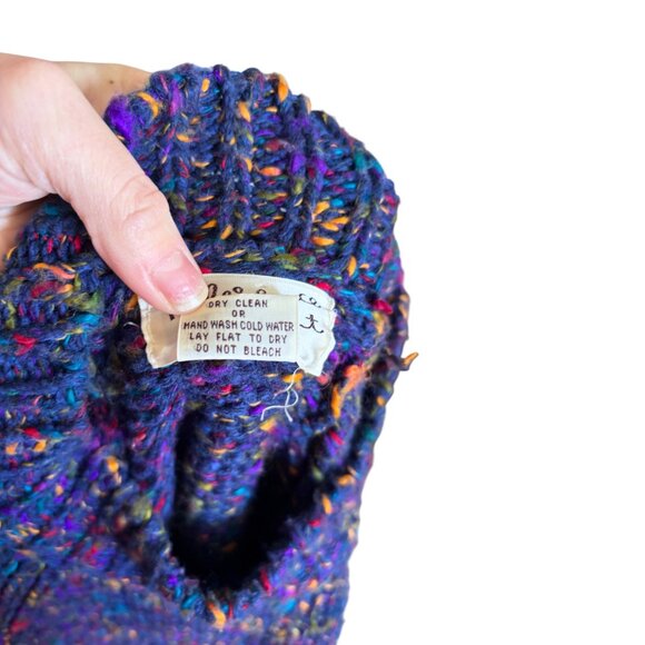 VINTAGE Reference Point 80s purple blue speckle confetti knit oversize sweater - Picture 5 of 5